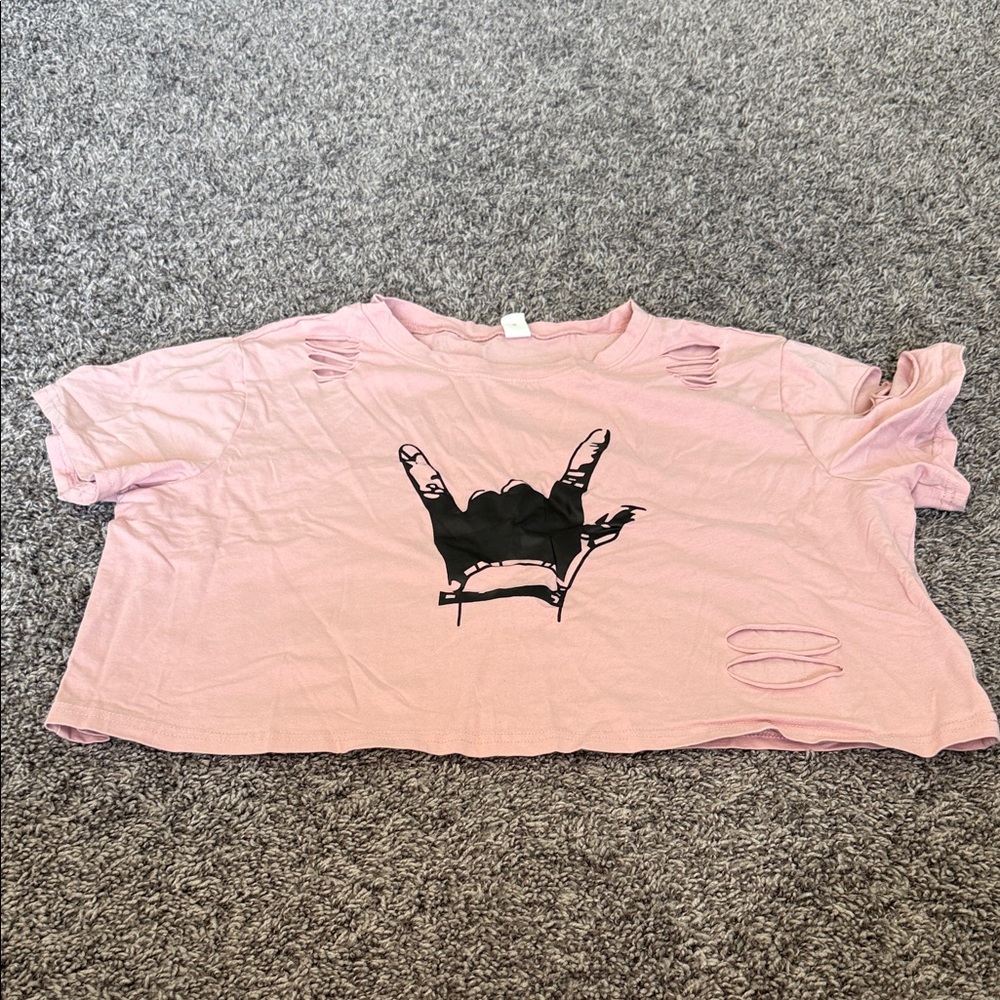 Pink Distressed Graphic Tee